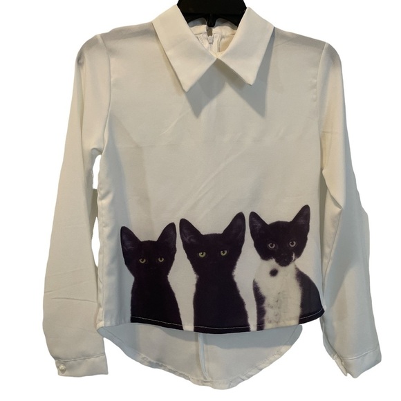 Cat Lady SHEIN 3 Little Kittens HiLo Helm Long Sleeves Shirt. Size XS - Picture 8 of 8